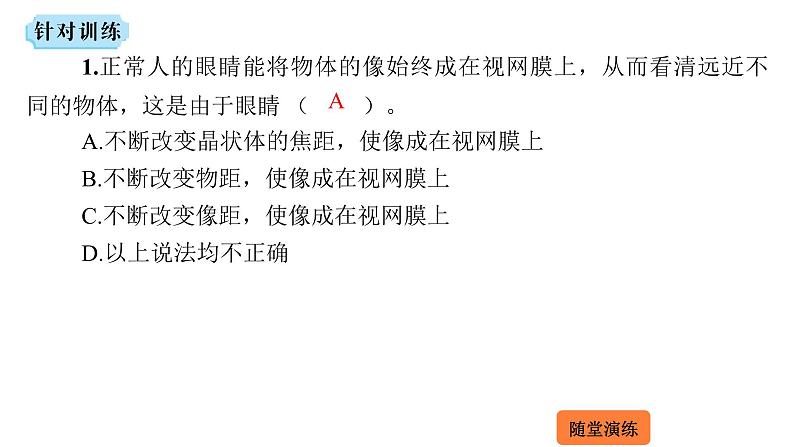 4.6 神奇的眼睛  课件 2023-2024学年物理（沪科版）八年级全一册07