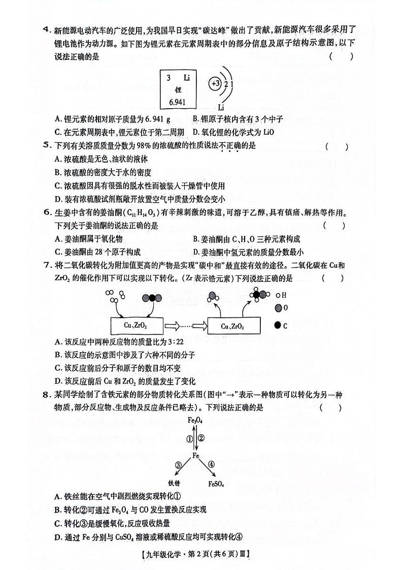【物理化学试卷及答案】深圳中学2023-2024年九年级下学期3月联考(2)02