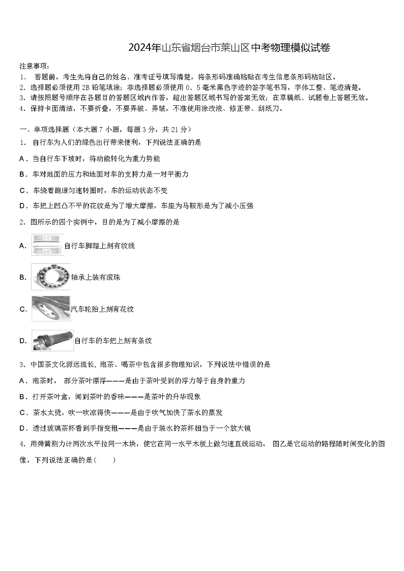 2024年山东省烟台市莱山区中考物理模似试卷（解析版）01
