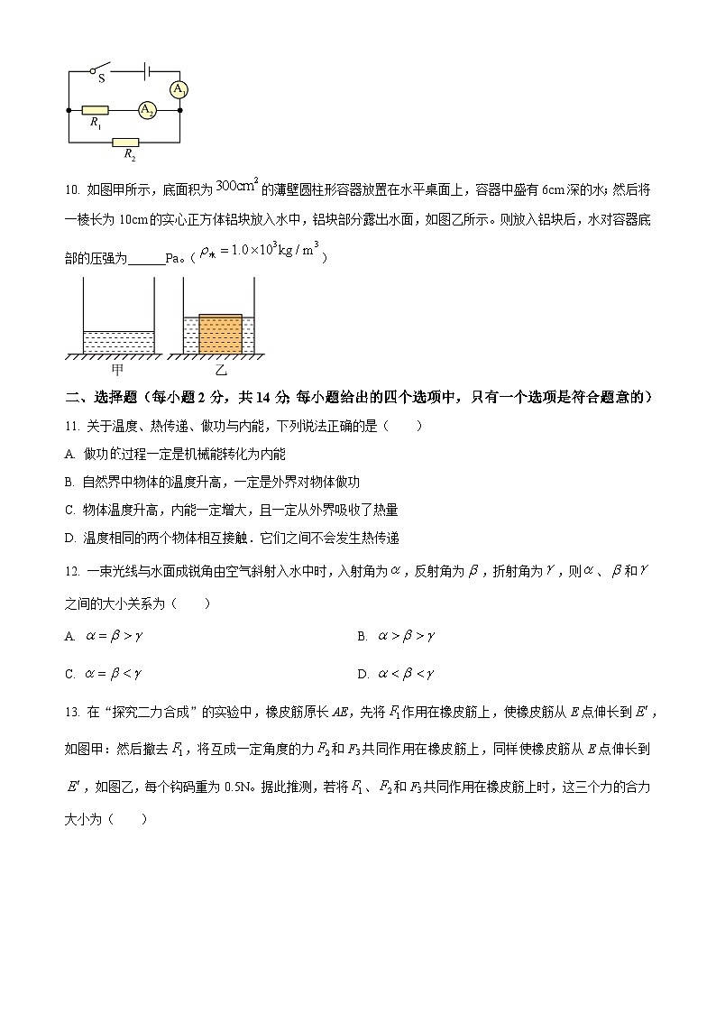 2024年安徽省宿州市第一初级中学九年级中考第三次物理模拟考试（原卷版）第3页