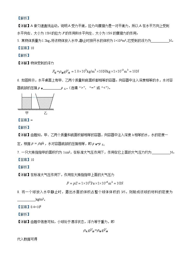 安徽省淮南市凤台县部分学校2023-2024学年八年级下学期期中考试物理试题（原卷版+解析版）02
