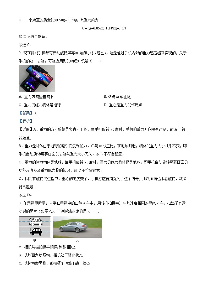 广东省东莞市弘正学校2023-2024学年八年级下学期期中物理试题（原卷版+解析版）02