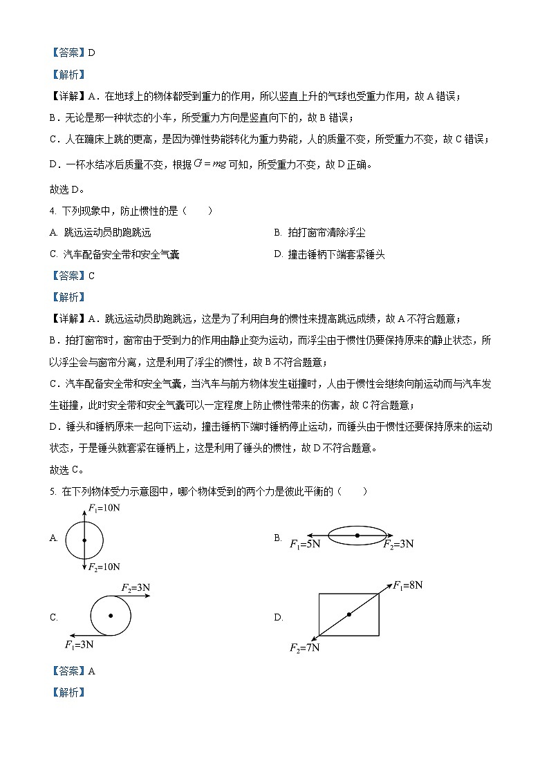 新疆维吾尔自治区和田地区墨玉县2023-2024学年八年级下学期5月期中物理试题（解析版）第2页