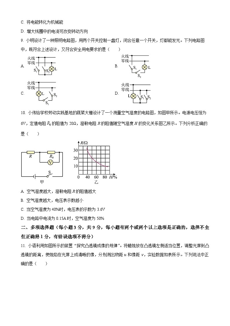 2024年黑龙江省齐齐哈尔市中考二模物理试题（原卷版+解析版）03
