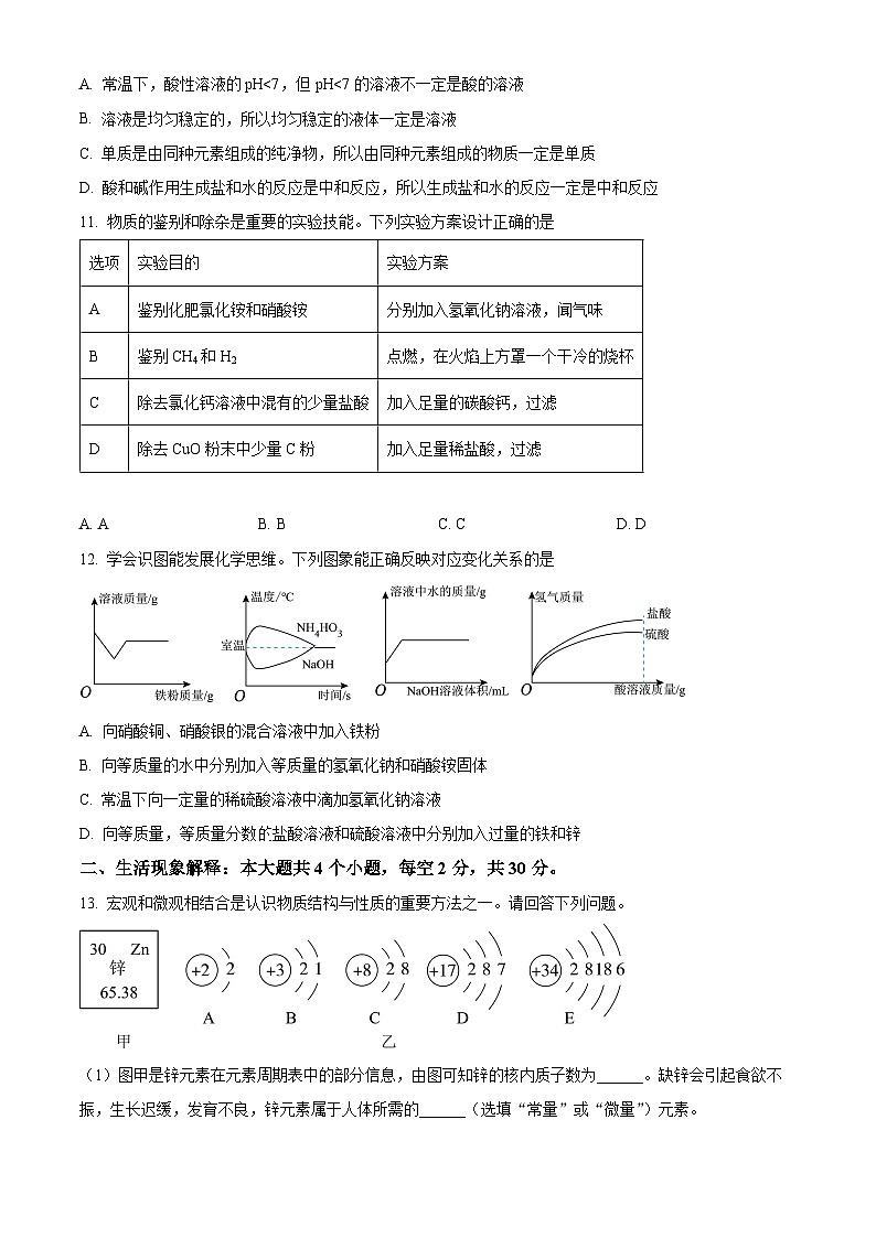 四川省南充市高坪区2024年九年级中考二模考试物理、化学试题-初中化学（原卷版）第3页