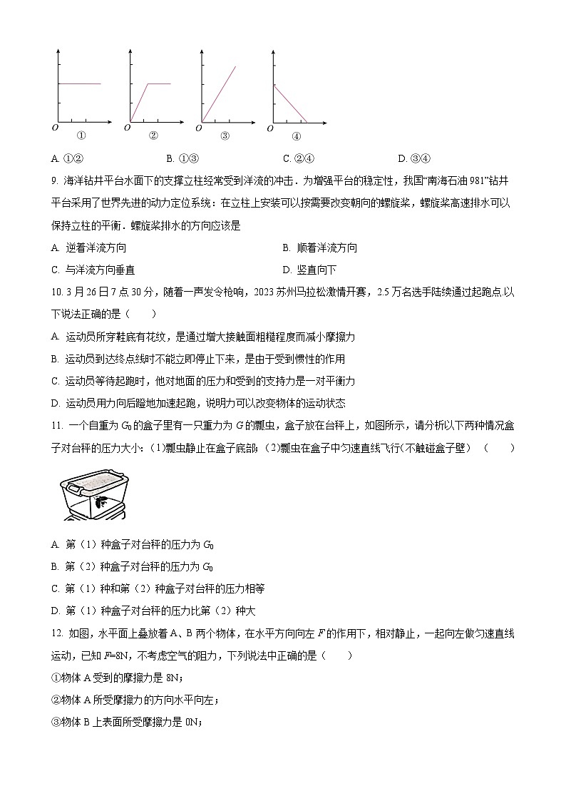 江苏省江阴市南闸实验学校2023-2024+学年八年级物理下学期期中复习训练卷++03