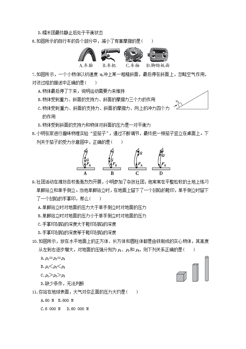 2024八年级物理下学期期中综合素质评价试卷（附答案人教版）第2页