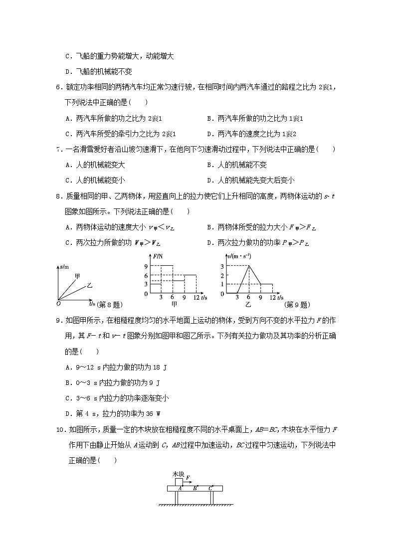 山西省2024八年级物理下册第十一章功和机械能学情评估试卷（附答案人教版）第2页