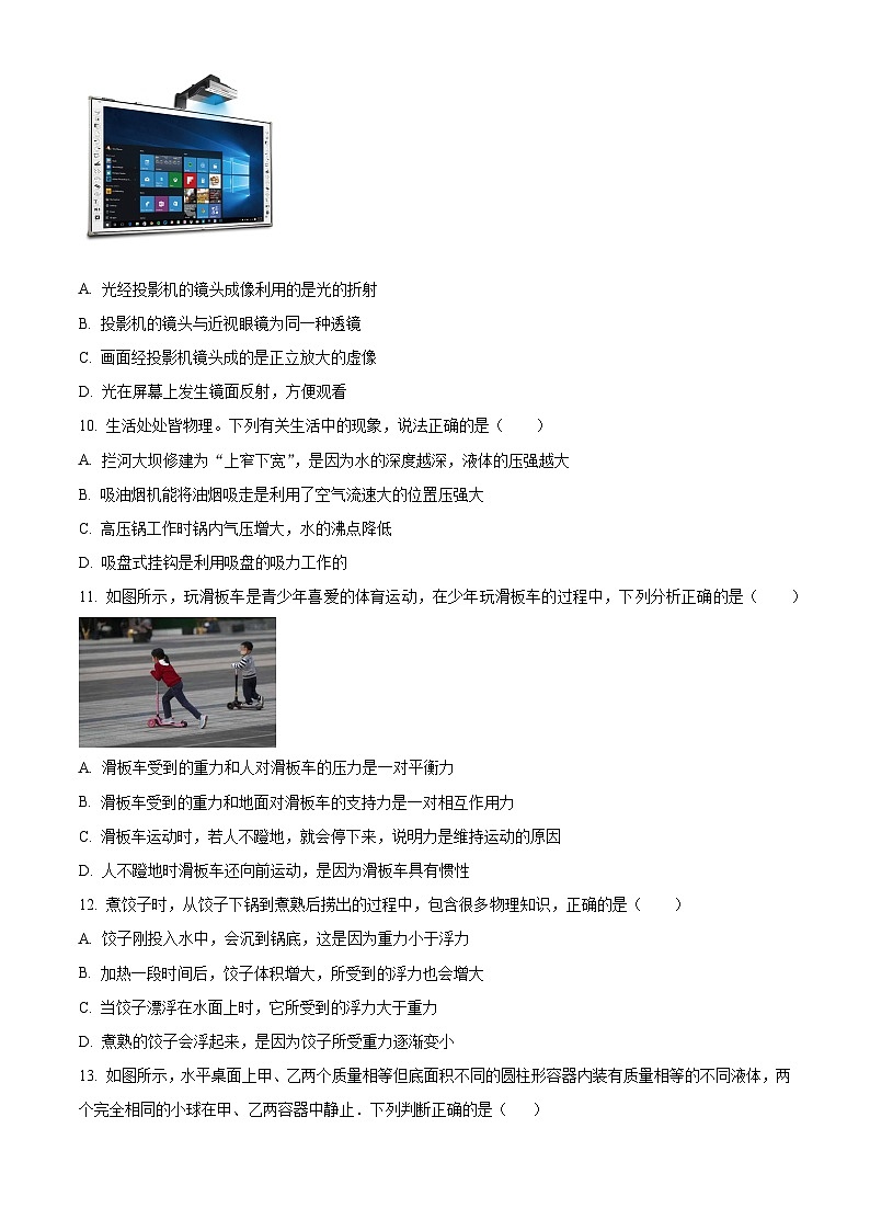 2024年河南省驻马店市驿城区驻马店市第二初级中学中考二模物理试题（原卷版）第3页