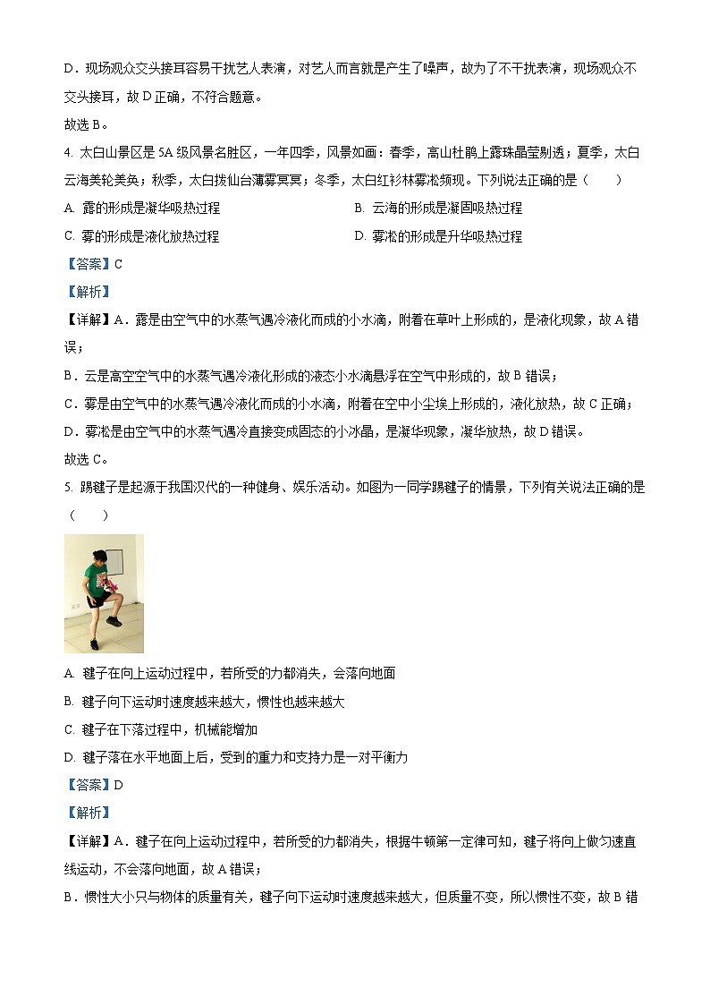 2024年陕西省咸阳市部分学校中考二模物理试题（原卷版+解析版）03