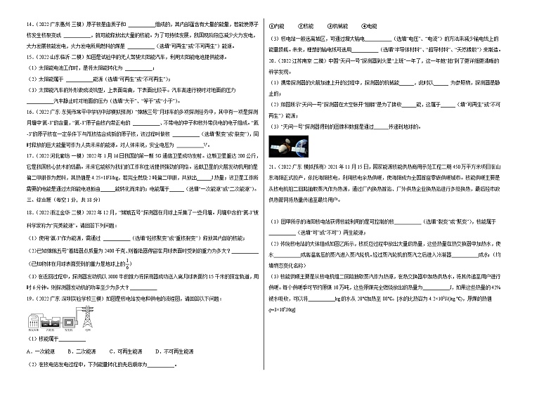 人教版九年级物理全一册名校单元双测AB卷第22章能源与可持续发展(A卷·夯实基础)(原卷版+解析)02