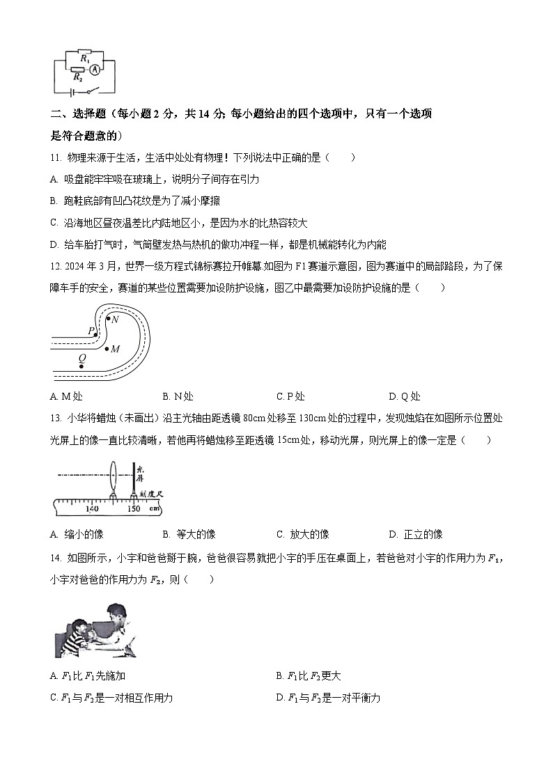 2024年安徽省安庆市望江县部分多校联考中考三模物理试题（原卷版+解析版）03