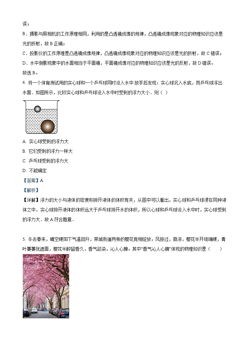 2024年山东省济南市中考物理模拟试题（三）（原卷版+解析版）03