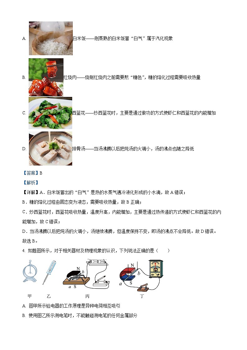 2024年重庆市沙坪坝区中考物理适应性试卷（原卷版+解析版）02