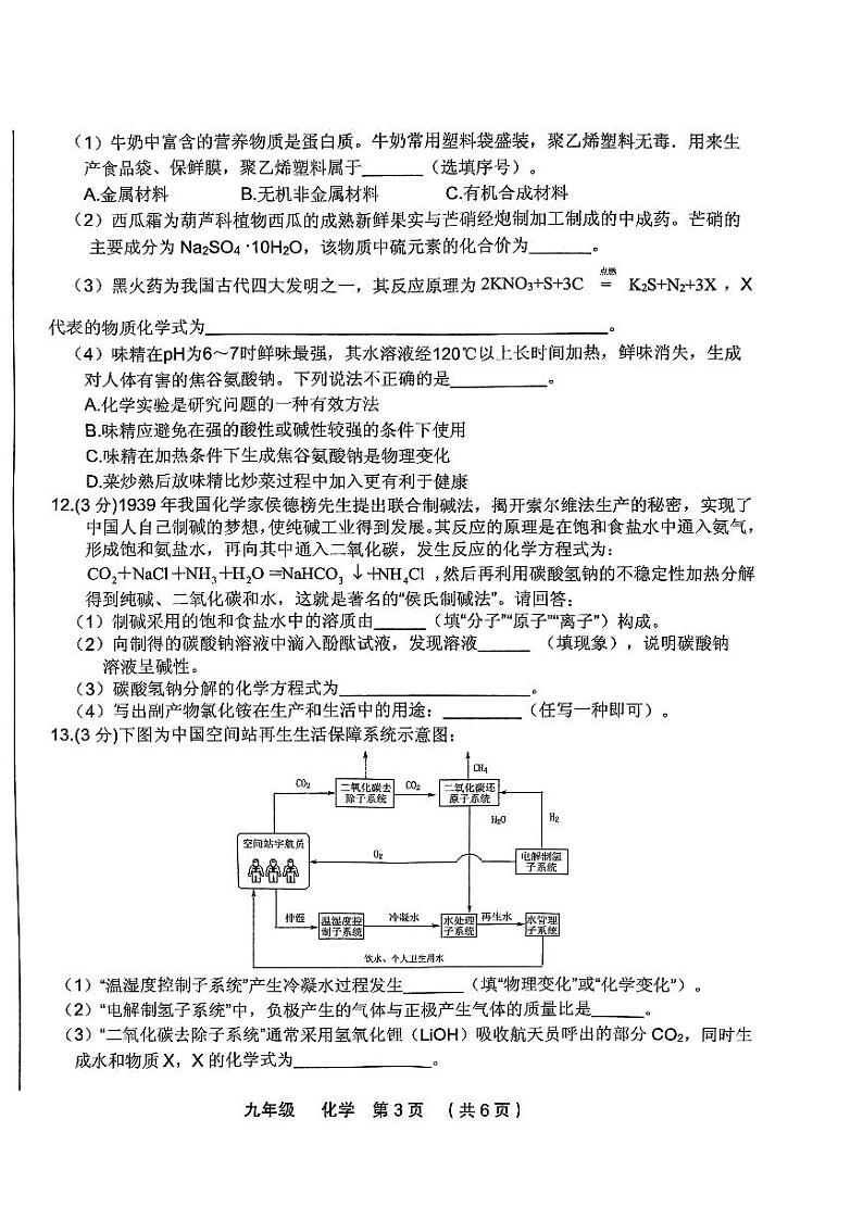 2024年甘肃省定西市临洮县九年级中考二模物理•化学试题第3页