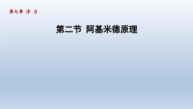 2024八年级物理下册第九章浮力第二节阿基米德原理课件（沪科版）第1页