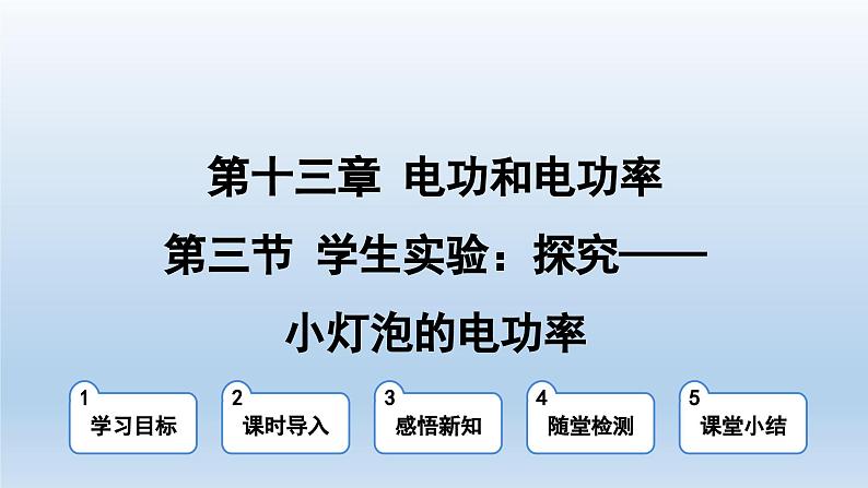 2024九年级物理全册第13章13.3学生实验：探究--小灯泡的电功率上课课件（北师大版）01