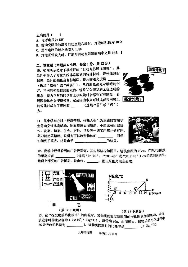 2024年辽宁省葫芦岛市绥中县九年级中考第二次模拟考试物理化学试题第3页