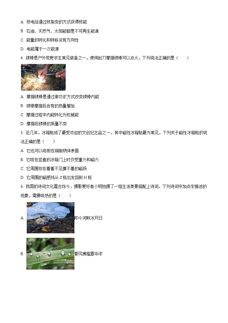 2024年湖南省衡阳市部分学校初中学业水平联考物理试卷(三)02