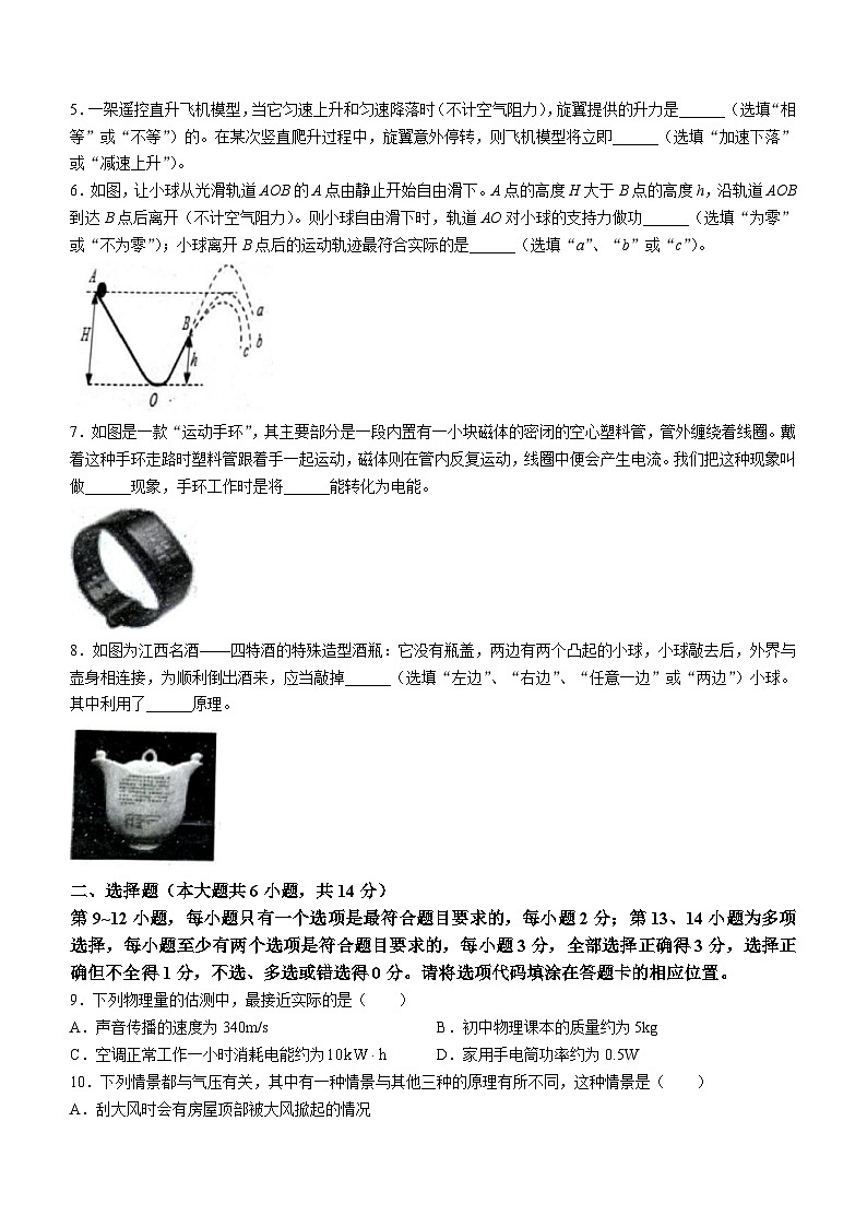 江西省吉安市省级九校2023-2024学年九年级下学期4月月考物理试题第2页