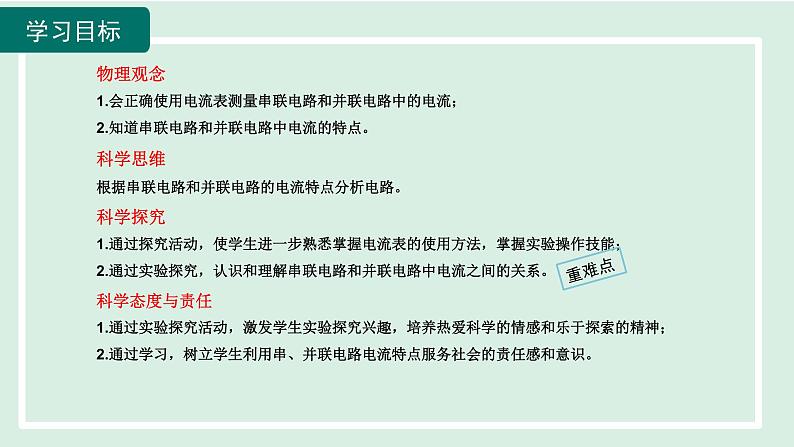 2024九年级物理全册第14章了解电路14.4科学探究：串联和并联电路的电流第二课时课件（沪科版）02