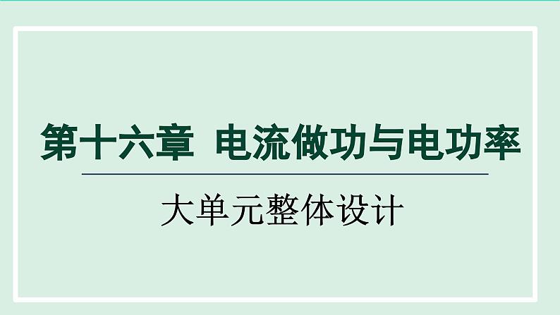 2024九年级物理全册第16章电流做功与电功率单元整体设计课件（沪科版）第1页