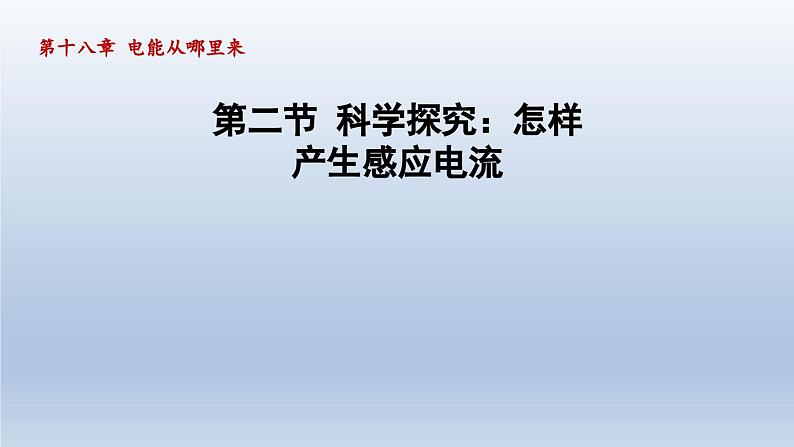 2024九年级物理全册第18章电能从哪里来18.2科学探究：怎样产生感应电流课件1（沪科版）第1页