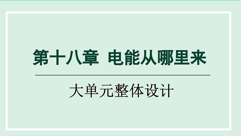 2024九年级物理全册第18章电能从哪里来单元整体设计课件（沪科版）第1页