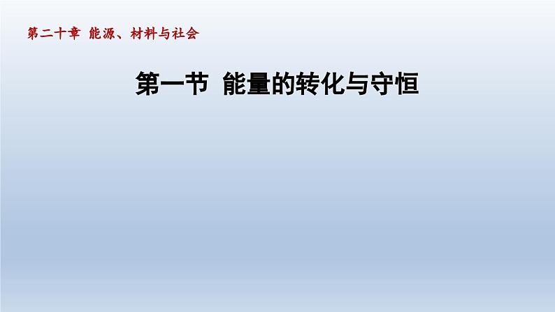 2024九年级物理全册第20章能源材料与社会20.1能量的转化与守恒课件（沪科版）01