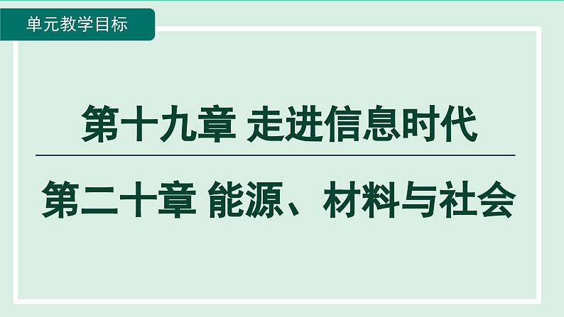 2024九年级物理全册第19章走进信息时代第20章能源材料与社会单元整体设计课件（沪科版）01