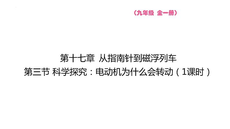 17.3 科学探究 电动机为什么会转动  课件物理沪科版九年级全一册01