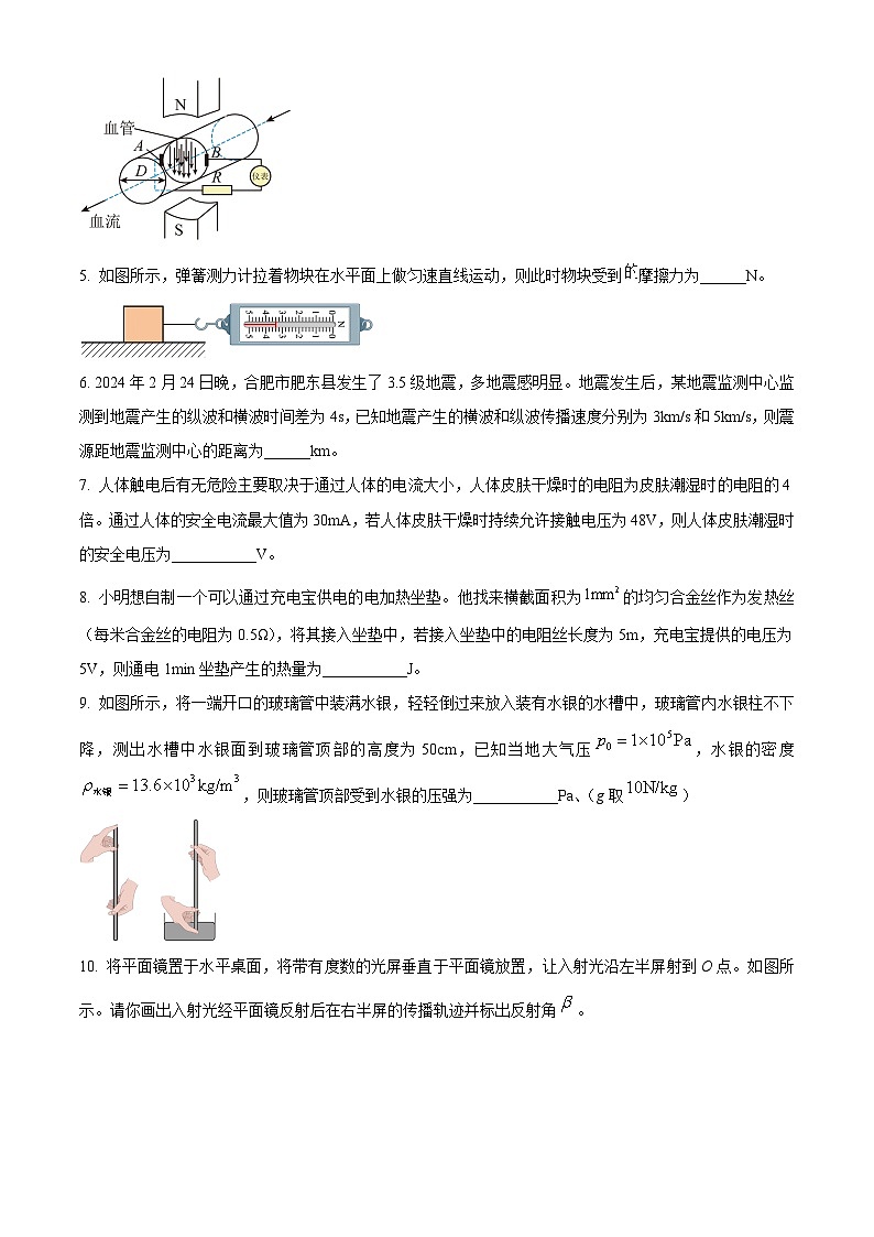 2024年安徽省合肥市部分学校中考模拟物理试题卷（原卷版）第2页
