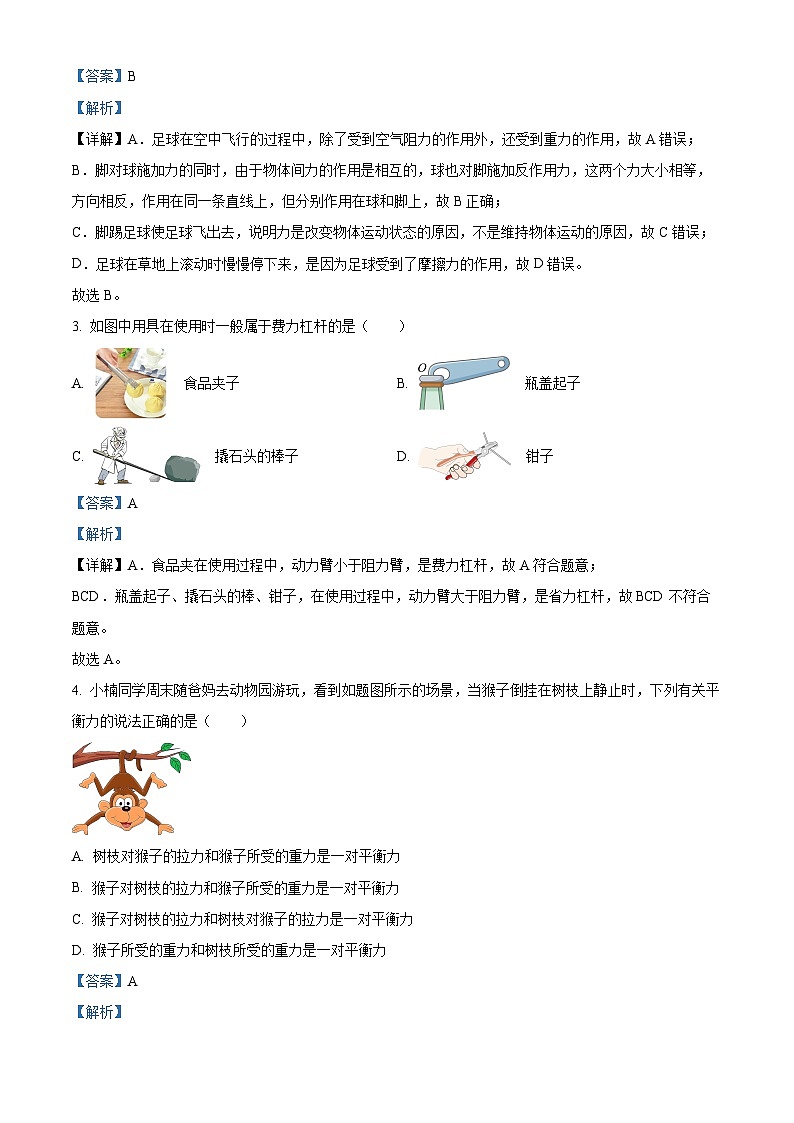 广东省惠州市三和中学2023-2024学年八年级下学期期中考试物理试卷（原卷版+解析版）02