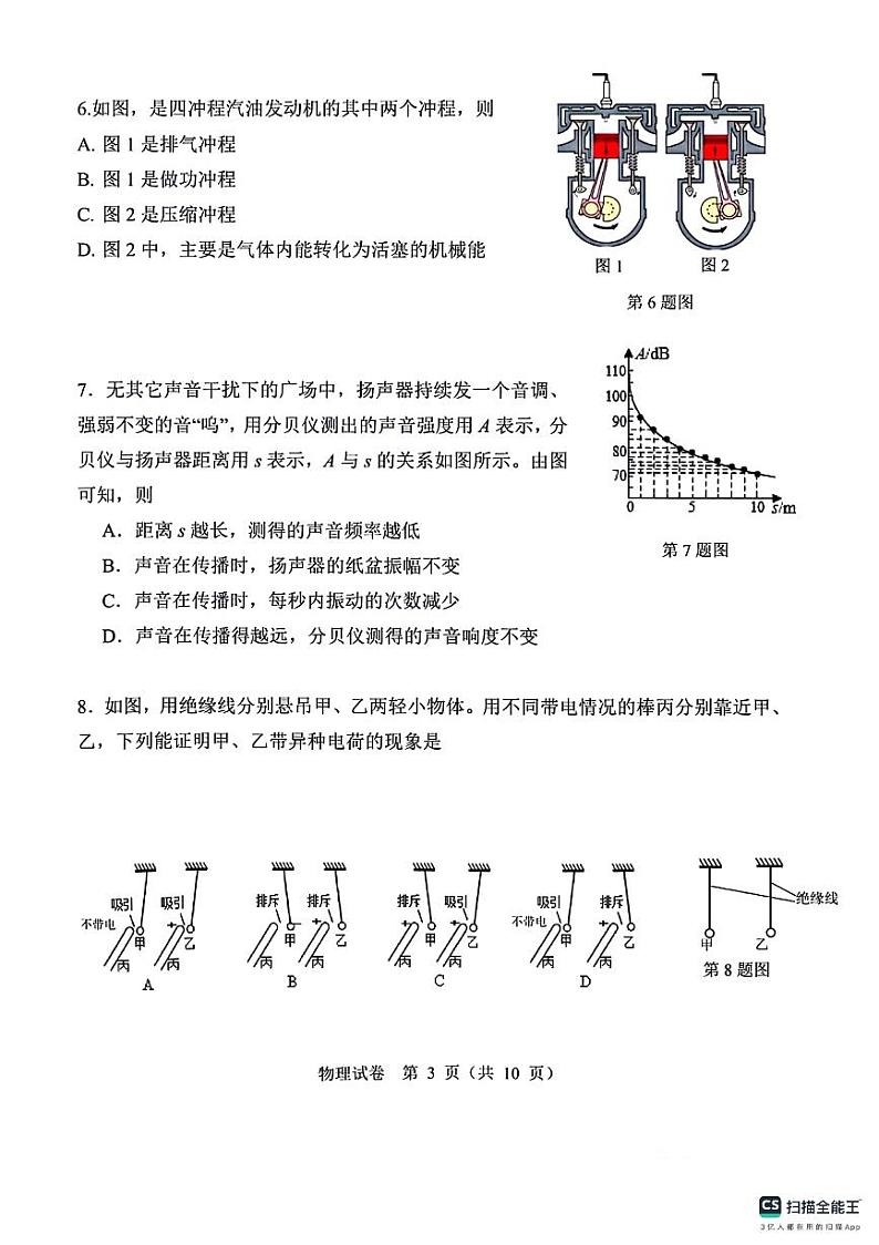 2024年广东省广州市广雅中学九年级中考二模物理测试题第3页