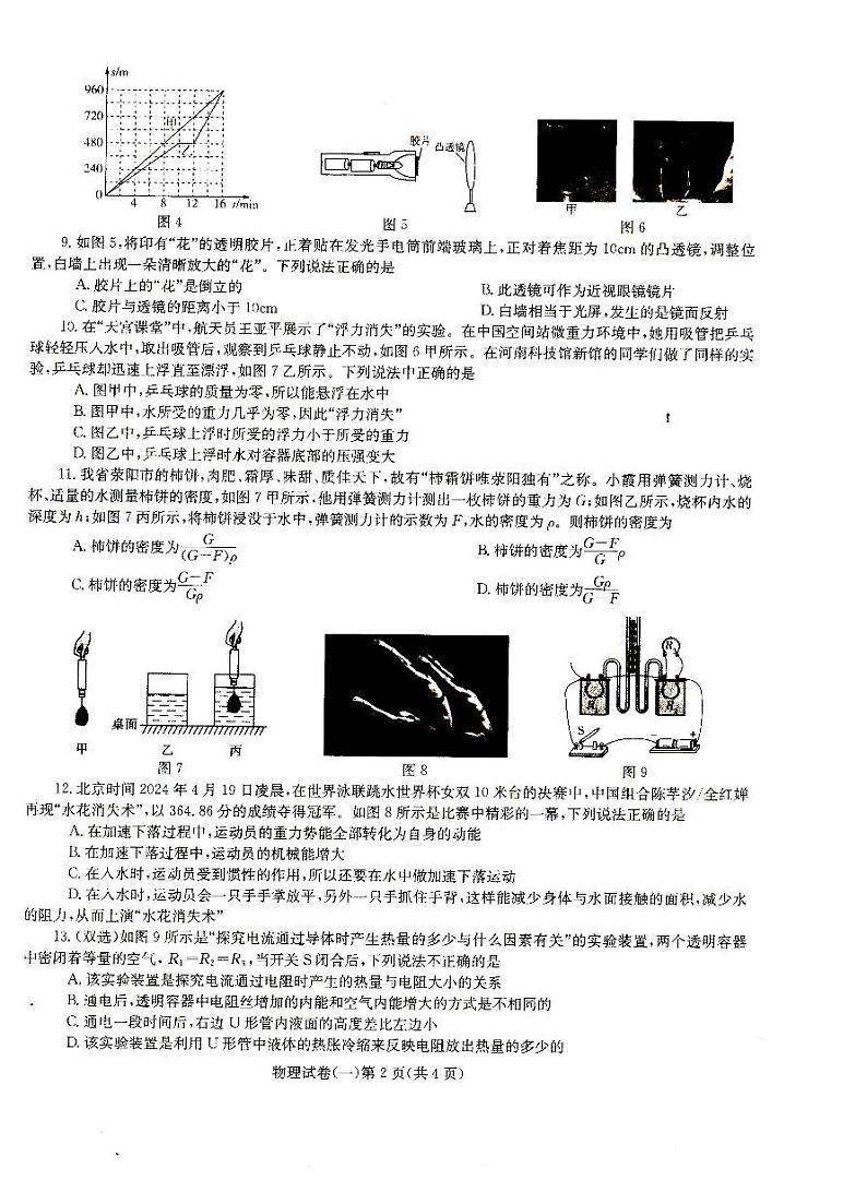 河南省驻马店市汝南县三门闸乡天中山中学2023-2024学年九年级下学期5月月考物理试题02