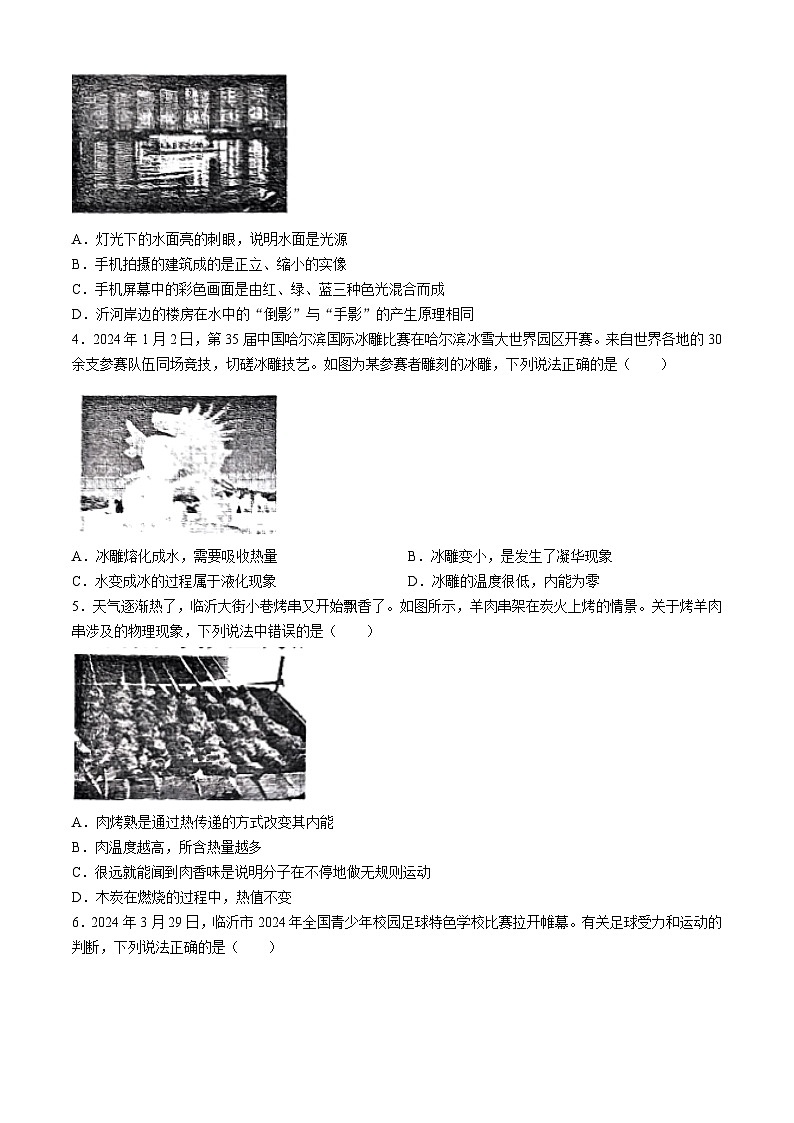 2024年山东省临沂市罗庄区中考二模物理试题02