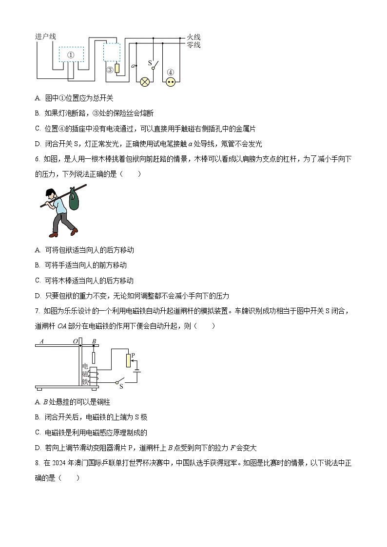 2024年辽宁省本溪市中考二模物理试题（原卷版）第2页