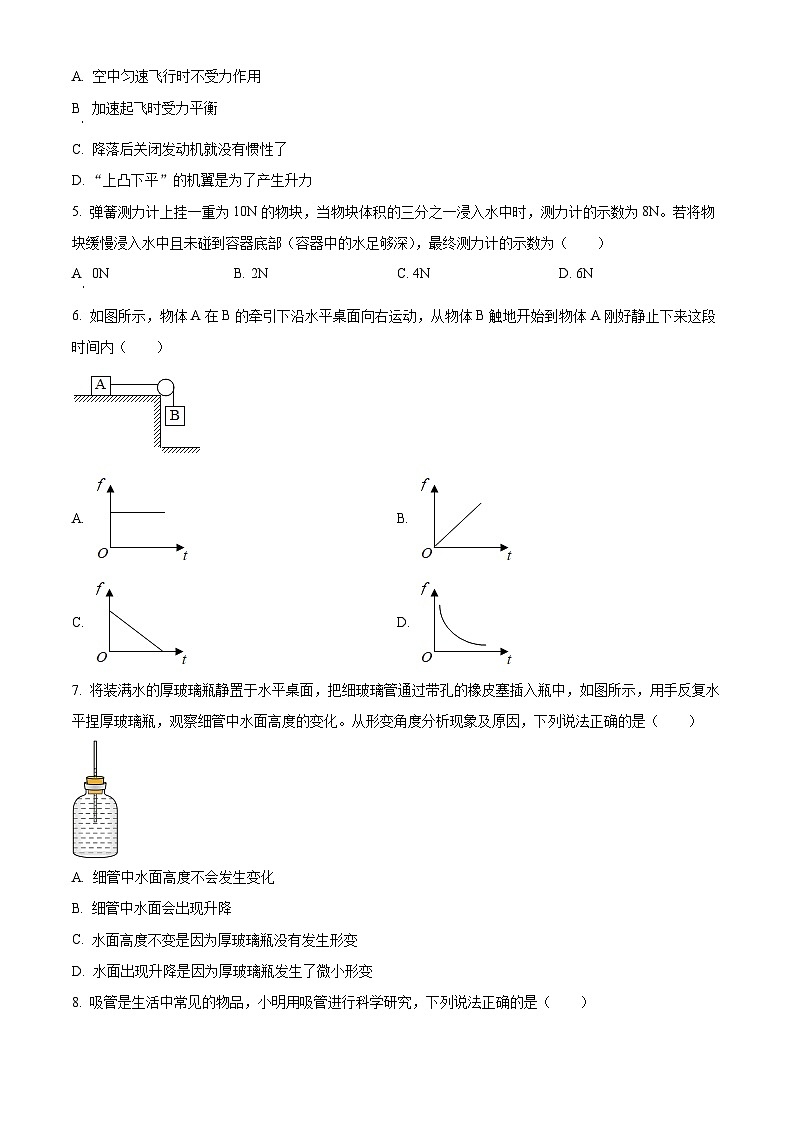 辽宁省东北育才学校协作体五校2023-2024学年度八年级下学期期中物理试卷 （原卷版）第2页
