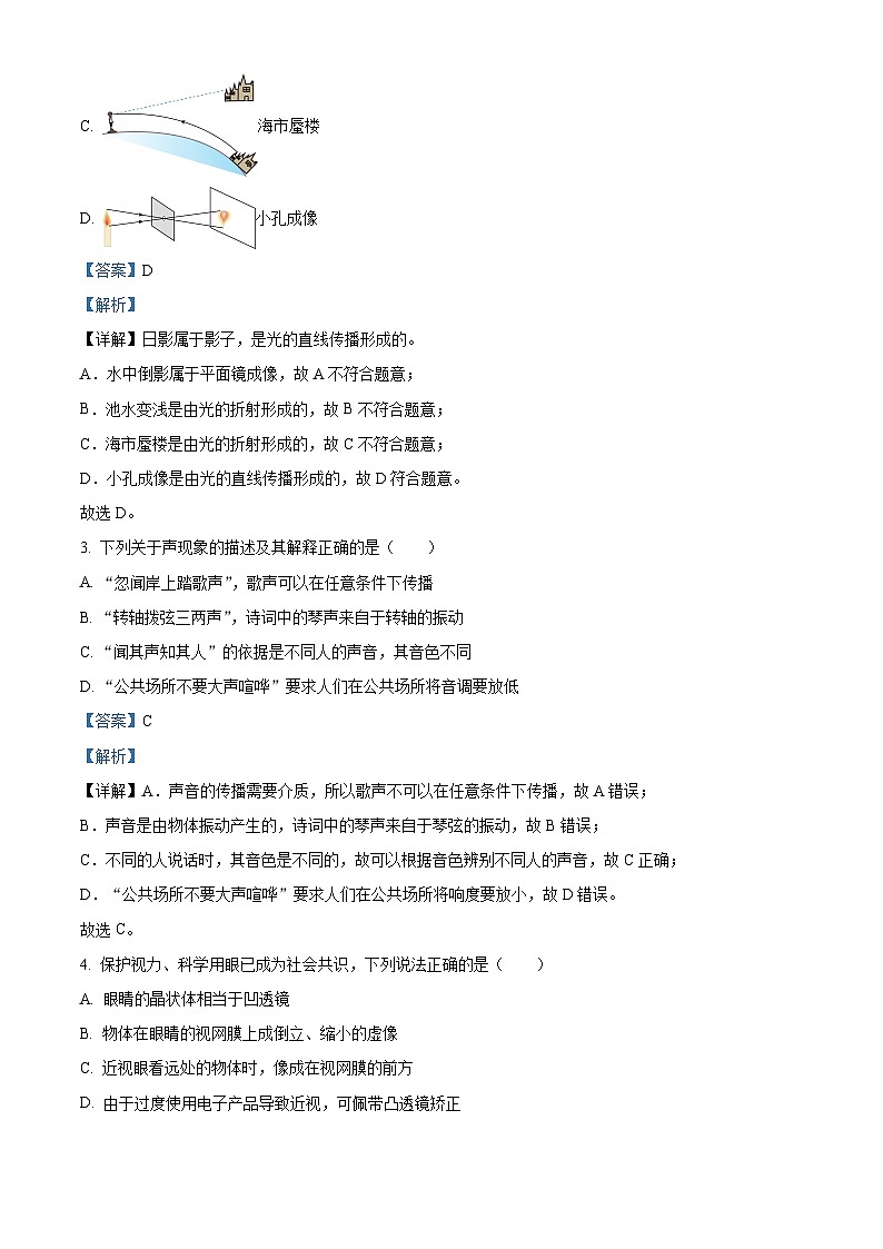 2024年湖北省黄石市中考一模物理试题（解析版）第2页