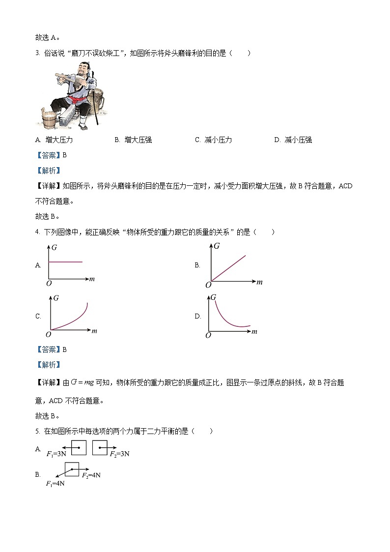 湖南省长沙市雅礼教育集团2023-2024学年八年级下学期期中物理试题（原卷版+解析版）02