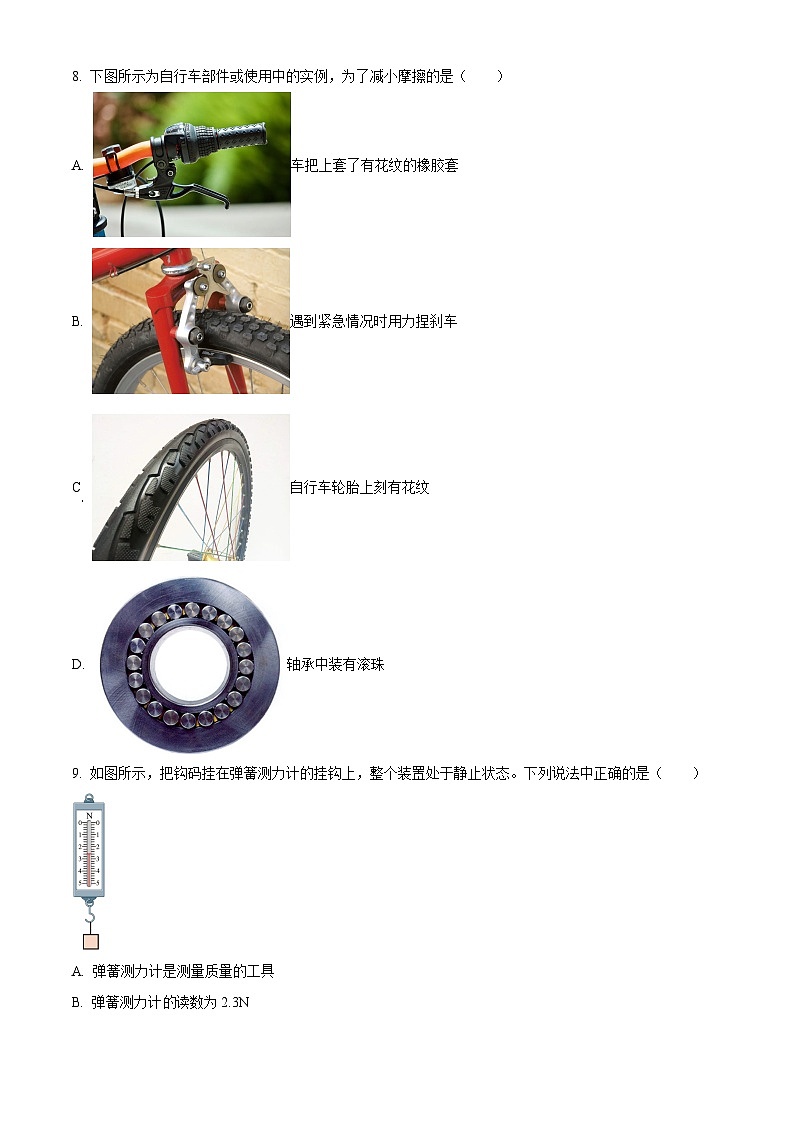 湖南省长沙市雅礼教育集团2023-2024学年八年级下学期期中物理试题（原卷版+解析版）03