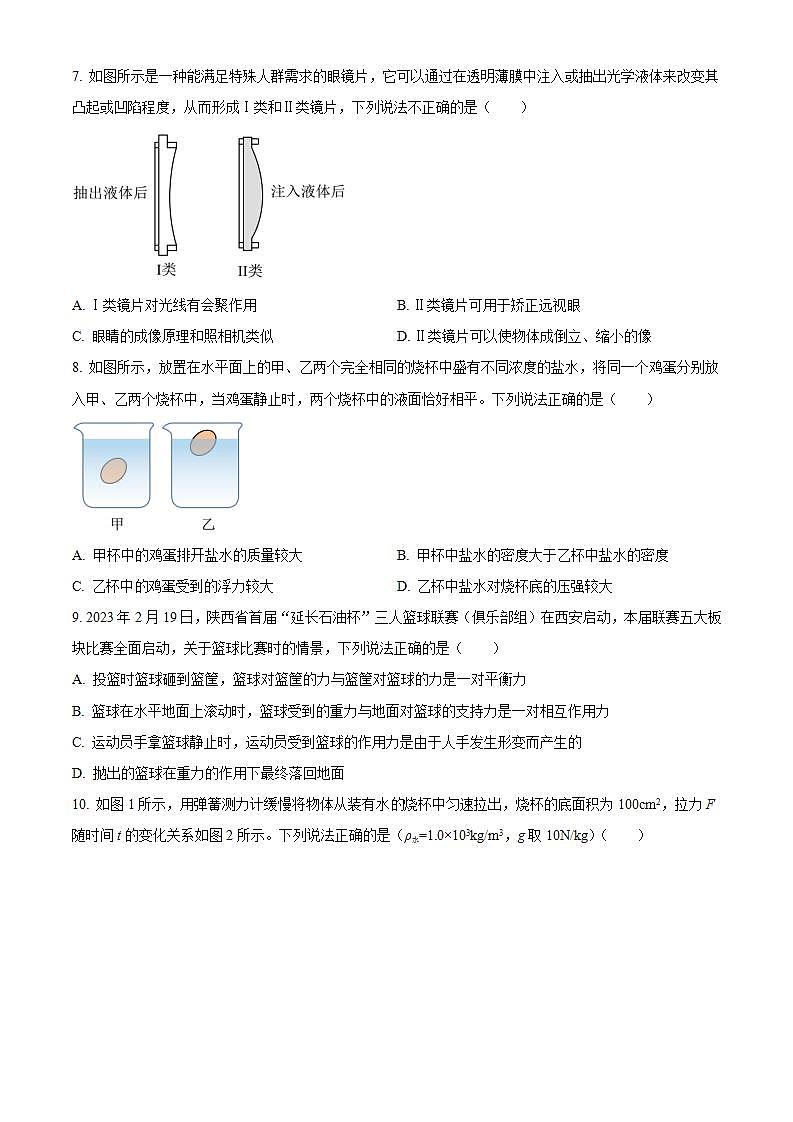陕西省咸阳市永寿县部分学校2022-2023学年八年级下学期月考（三）物理试题（原卷版）第2页