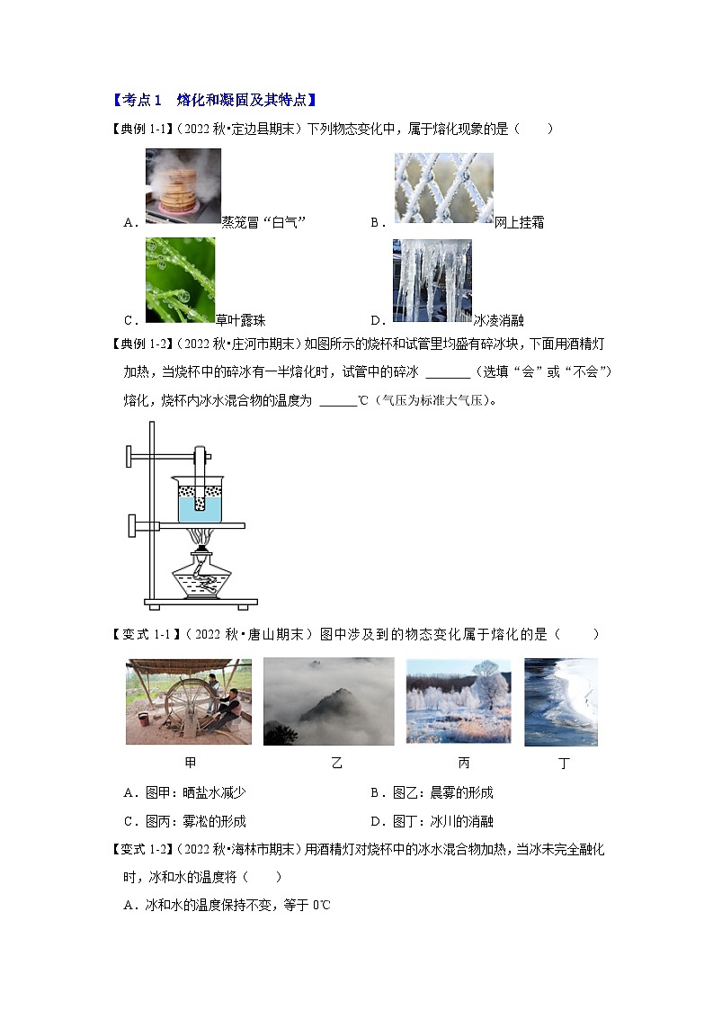 2024年苏科版物理八年级上册2.3 熔化和凝固（考点解读）（原卷版+解析版）03