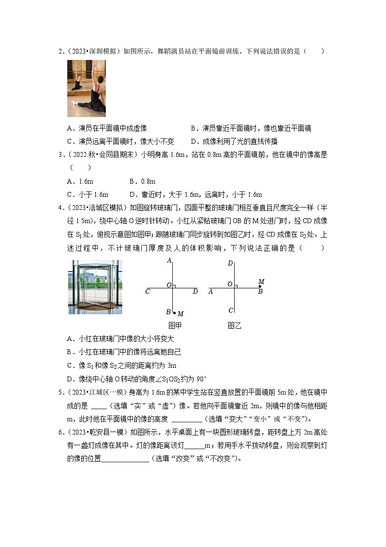 2024年苏科版物理八年级上册3.4 平面镜（专题训练）【六大题型】（原卷版+解析版）02