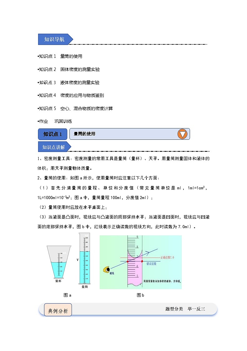 2024年苏科版物理八年级下册6.4密度知识的应用（知识解读）（原卷版+解析版）01