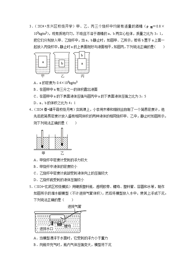 10.5 物体的浮与沉（专题训练）【三大题型】（原卷版）第2页