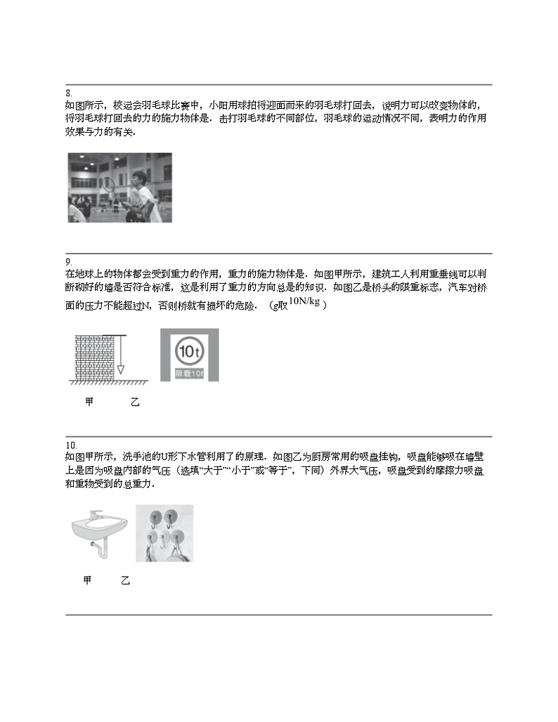 广东省河源市紫金县2023-2024学年八年级下学期物理期中考试试题03