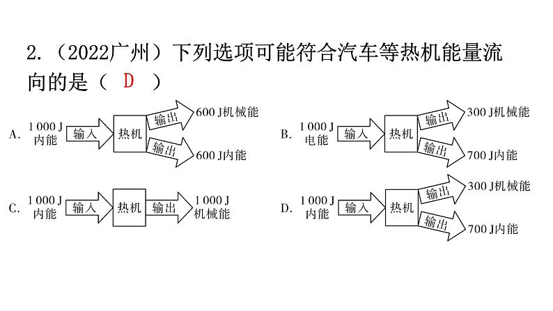 人教版九年级物理第十四章内能的利用第二节热机的效率分层作业课件03