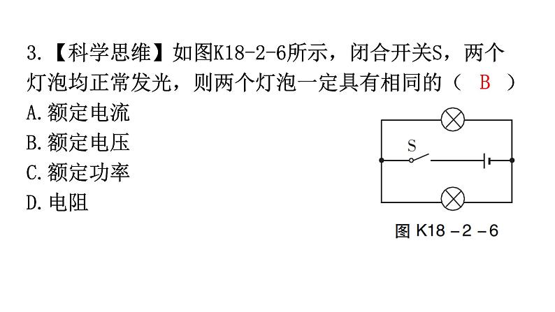 人教版九年级物理第十八章电功率第二节电功率第二课时额定电压和额定功率分层作业课件04