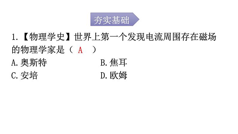 人教版九年级物理第二十章电与磁第二节电生磁分层作业课件02